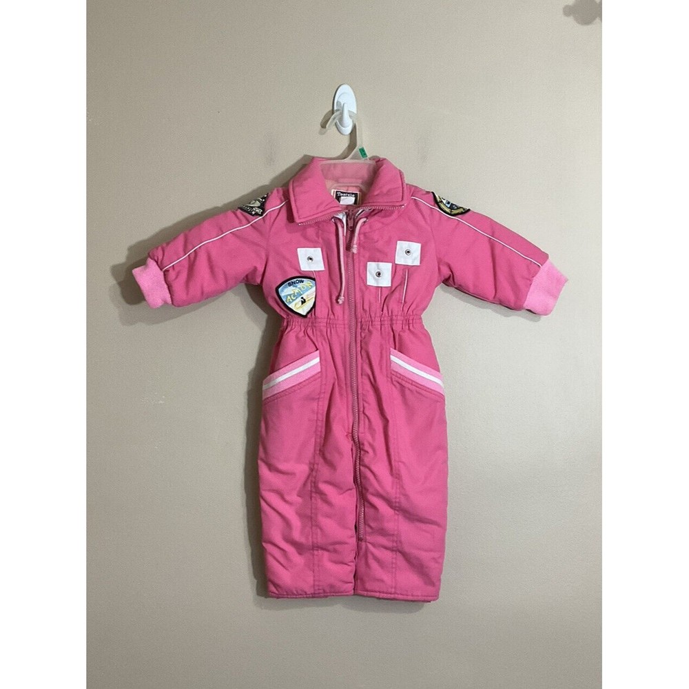 VTG Tootsie Roll Girls Snowsuit Size 12 Months Pink Retro Outdoors Insulated 90s